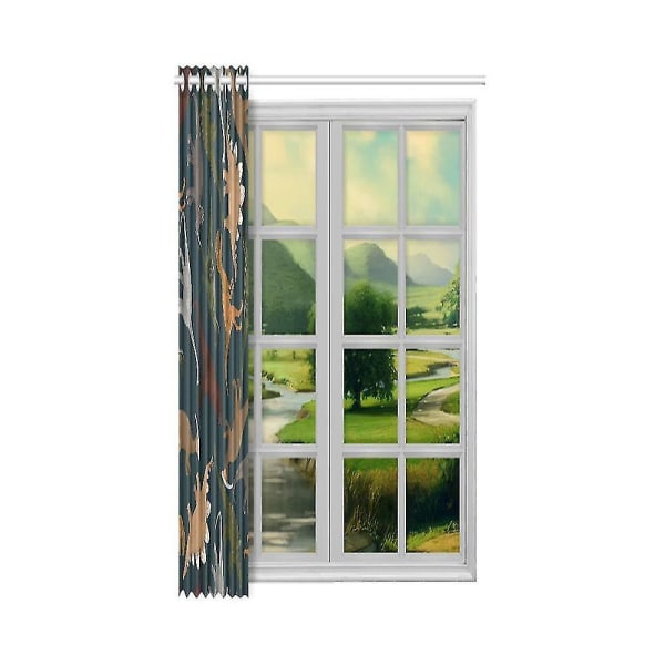 Dinosaurer Sorte Blackout Vinduesgardiner Gardiner Soveværelse Stue Køkken Gardiner 130x210 Cm A--35271