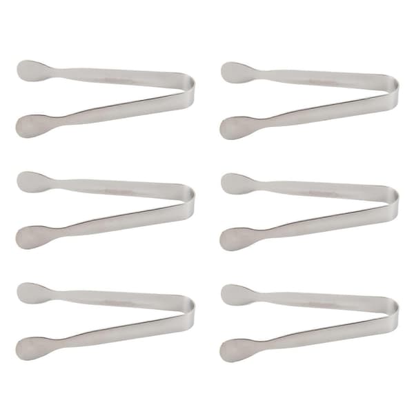 6 STK Mini Små Tang, 4,25 Tommer Rustfrit Stål Små Tang til Servering af Mad, Holdbart Køkken 304 Rustfrit Stål Silver