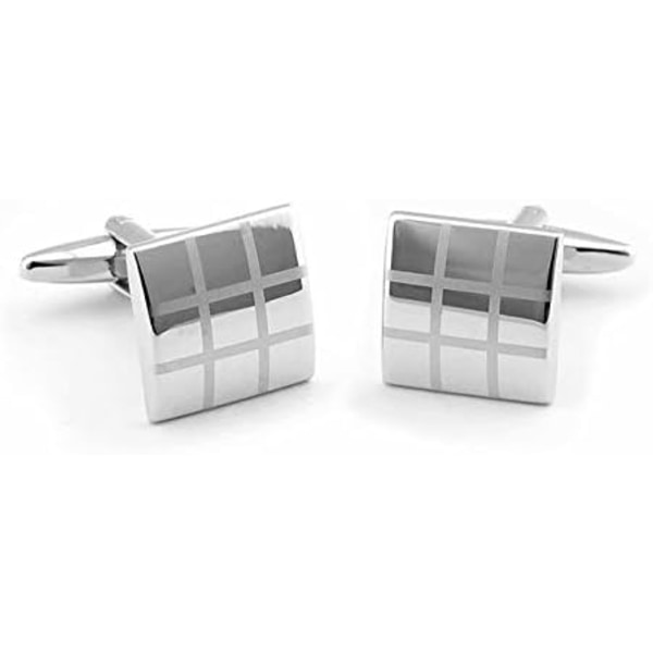 Herr Silver Square Checkerboard Manschettknappar