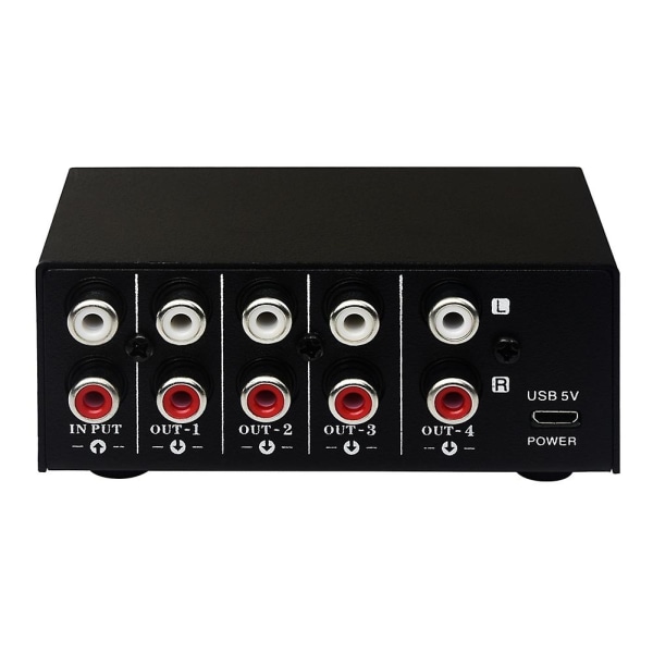 1 ind 4 ud stereo signalkilde splitter lydfrekvens signal distribuere enhed ikke forbrug O