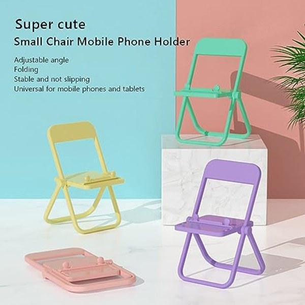 Yksinkertainen ja käytännöllinen tuolin muotoinen matkapuhelinteline Universal Candy Color -matkapuhelintarvikkeet Kannettava minipöytäpuhelinteline