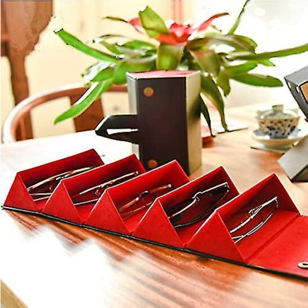 5-slot rejse solbriller arrangør samler - flere læder solbriller etui foldbar