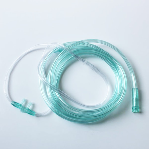 High-Flow Mjuk Nasal Oxygen Turbing, Standard Connector 7 Fot, Green Tubing - 3 Pack