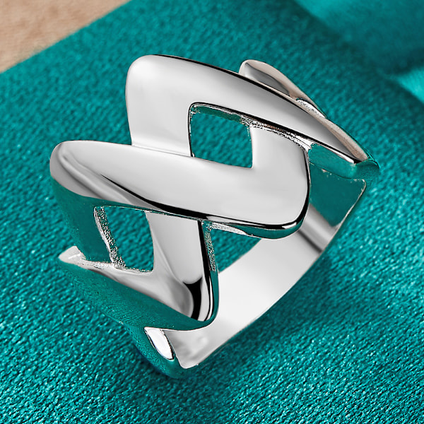 925 Sterling Hopea Kirjain Sormus Muoti Korut Viehätys Sormus 7-10 9