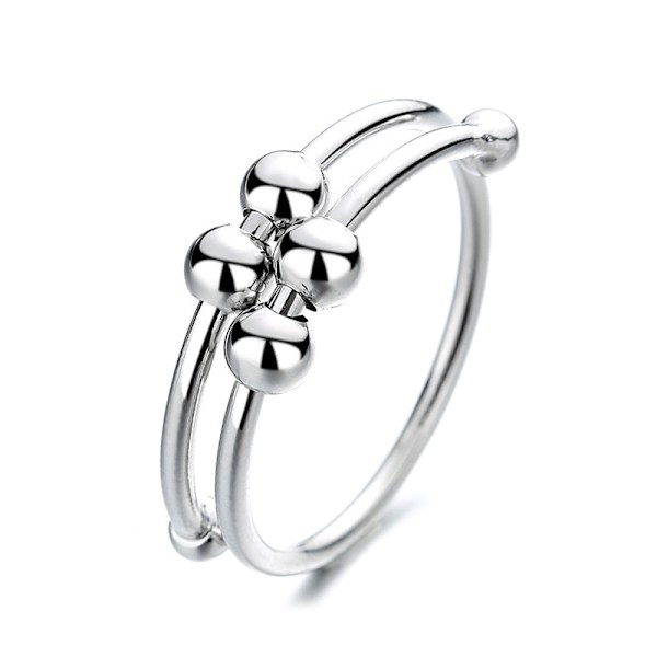 Ny anti-stressperlering roterende spiral anti-stressring for kvinner menn silver