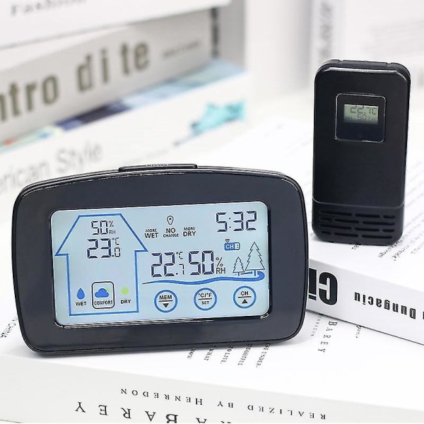Yj-5003 Tryckkärmstermometer Inomhus Utomhus Sensor Sändare Temperatur Fuktighetsmätare Klocka