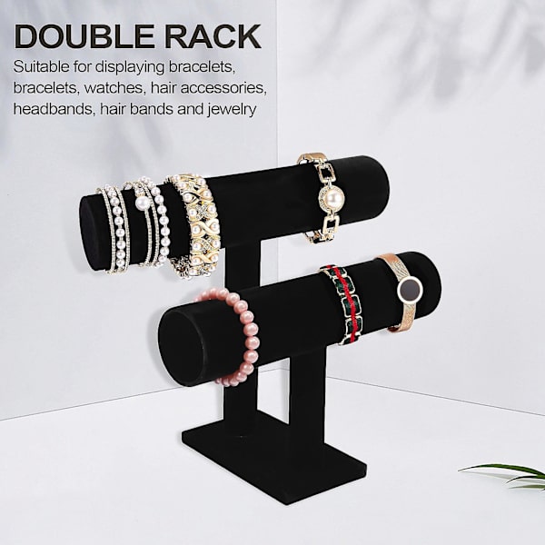 2-vånings armband armband displayhållare T-bar stativ svart