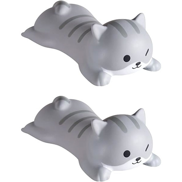 Söt handledsstöd för musdator armstöd för skrivbord Ergonomiska kawaii kontorsmaterial slow rebound PU musmatta (grå katt-2 stycken)