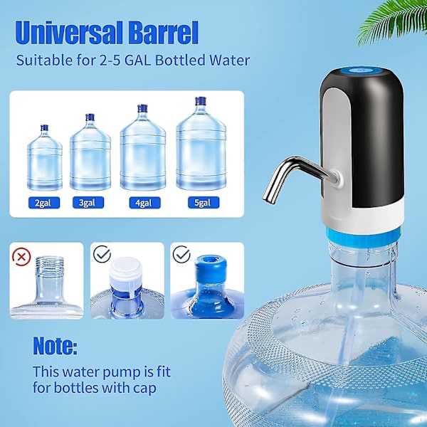 Vannflaskepumpe 5 Gallon Vann Dispense, Bærbar Elektrisk Vannpumpe, Usb Lading, Automatisk Drikkevanns Dispense Pumpe Fo