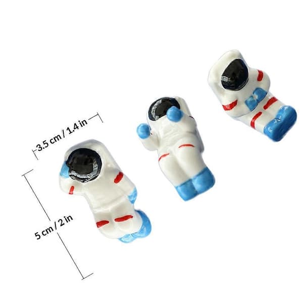 Spisepindeholder til opbevaring 3 stk. keramisk astronautformet bestikstativ