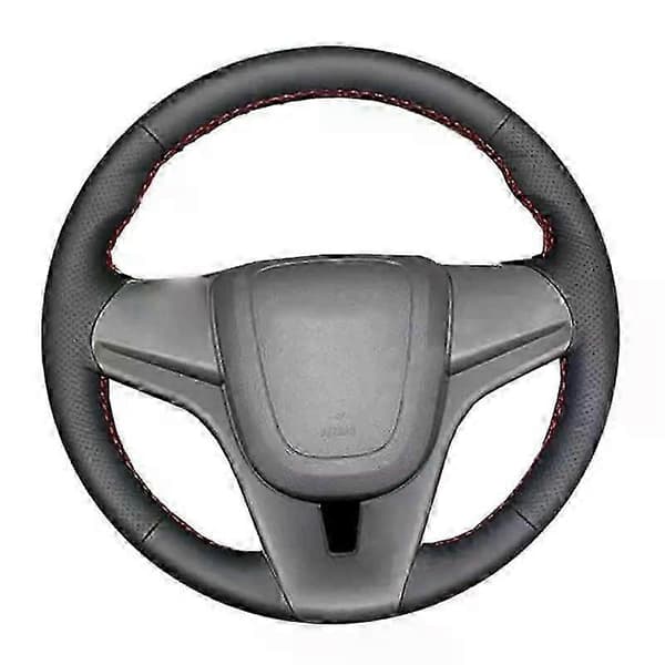 Tilpasset ratovertræk egnet til Chevrolet Cruze 2009-2014 Aveo Orlando Ravon R4 sort læderfletning egnet til rat Red thread