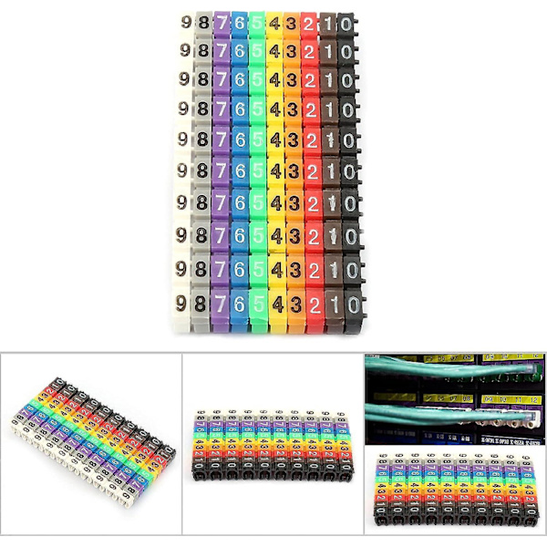 Trådnummerlappar, Färgglada Kabelmarkörer Nummerkit, Digitala Nummerrör Kabelmarkör Trådnummereringssats (100st Kcm-2.5mm 2.5 S