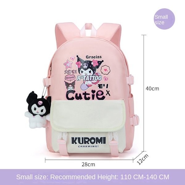 Kuromi co-branded skolväska flickor ryggsäck för tredje till sjätte klass söta grundskoleelever stor kapacitet högstadieelever 6120 l 6120 Small Black [Grade 1-2] With [doll]