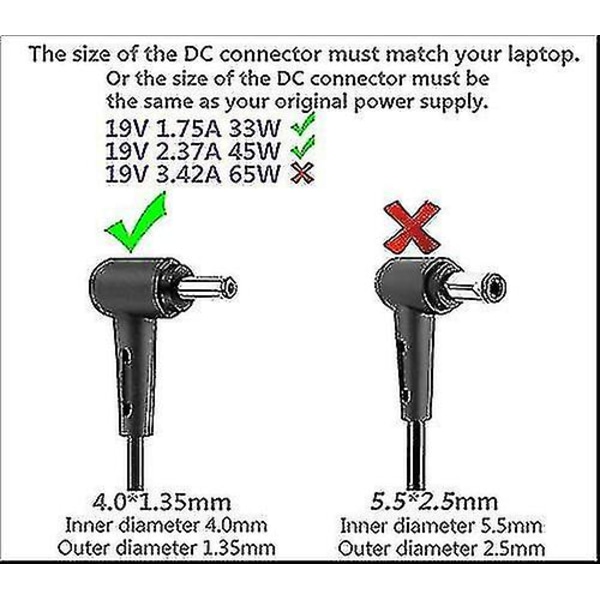 Äkta Asus Laptop Laddare 19v 2.37a 45w Strömförsörjningsadapter (4.0*1.35mm)