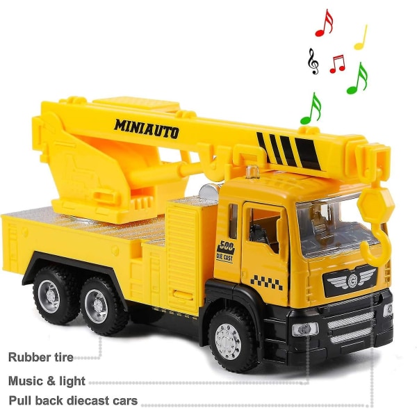 Leksakskran Metallbilar Bygglastbil med Ljus och Ljud Tillbakadragningsfordon Leksaksbilar för pojkar