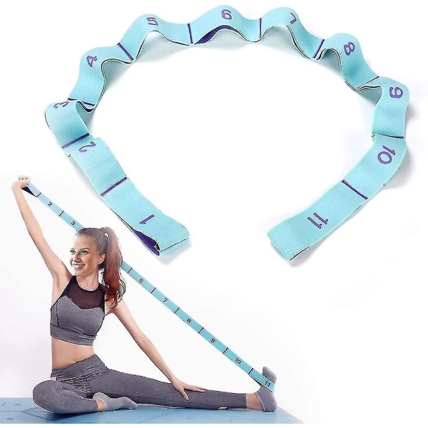 Set, Yoga Stretch-bälte med 8 öglor, tvättbart, lätt att bära och mycket elastiskt gymnastikbälte, perfekt för Hot Yoga