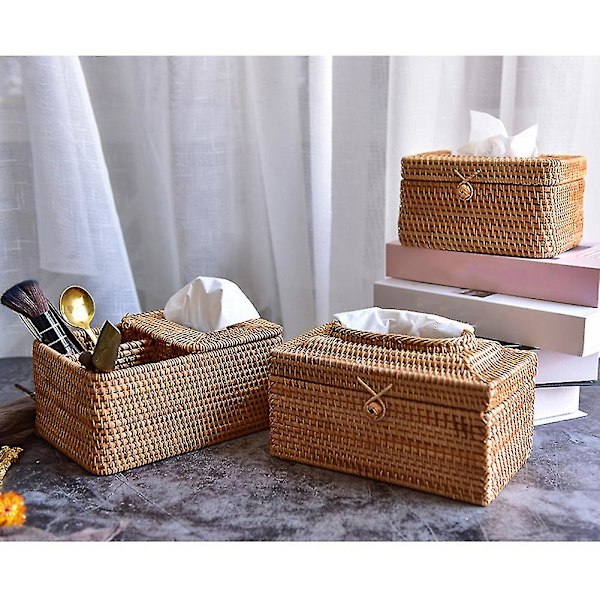 Rattan-kudoslaatikko Käsintehty Pöytä Kudostyyppi Rattan-kudoslaatikko Kylpyhuoneeseen, Kotiin, Hotelliin Ja Toimistoon, b