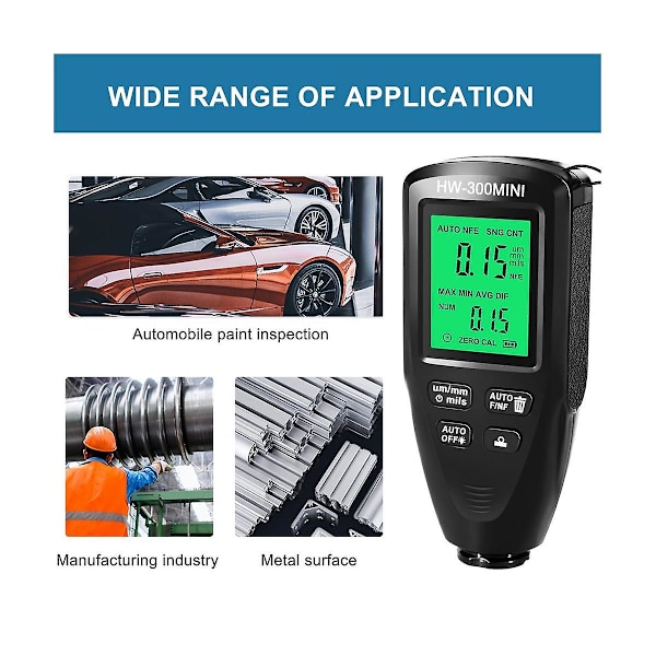 Hw300mini Digital Tjockleksmätare Tester Auto Billack Mätinstrument Lacklager Mätning