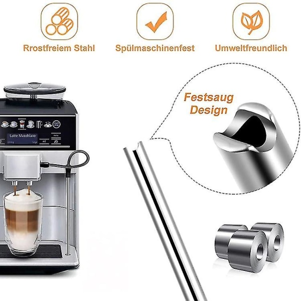 Udskiftningsslange + rensebørstesæt: Til Bosch Veroaroma, Siemens Eq.6 kaffemaskiner (mørkegrå)