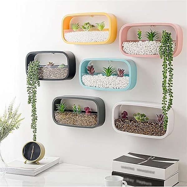 Hængende Planter Væghængt Planter Moderne Kunst Væg Vase Hængende Planter Blomsterkrukker Sukkulent Plante Kurv til Indendørs Udendørs Soveværelse Stue Dekoration Ha