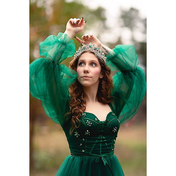 Smaragdivihreä Häätiara Naisille, Vihreä Morsiamen Kruunu Prinsessatiara Pääpanta, Pukujuhlatarvikkeet Syntymäpäiville Halloweenille Vauvalle