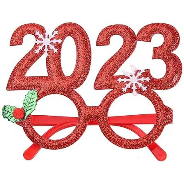 2023-glasögon Happy New Year-glasögon Glitter 2023 Julglasögon Plastglasögon för 2023 Nyårsfest