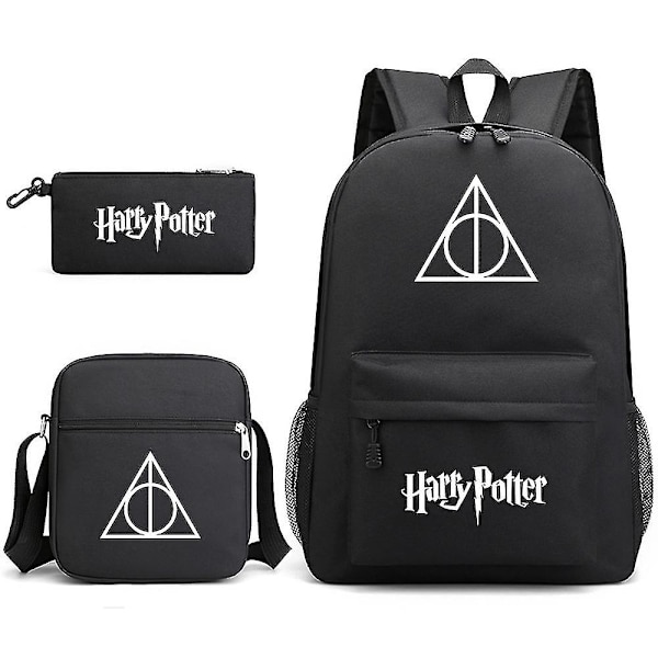 3 kappaletta/setti Harry Potter -reppu tytöille ja pojille, olkalaukku, kynälaukut, painetut rennot koululaukut, ulkoilulahja H17
