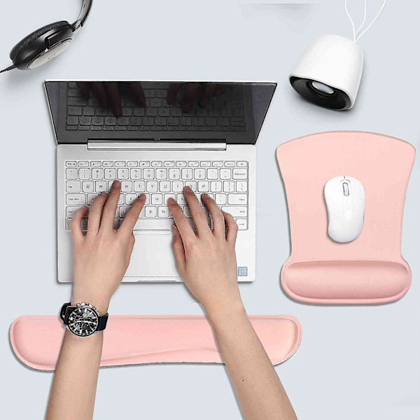 Ergonomisk Musmatta Med Gelkudde Tangentbord Handledsstöd Musmatta & Tangentbord Handledsstöd Set Rosa