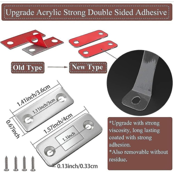 Jiayi 2-pack Magnetiska Dörrlås, Tunna Magnetiska Dörrfästen, Självhäftande Magnetiska Dörrlås, Stark Magnetisk Möbelfäste för Skjutdörrar