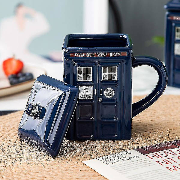 Doctor Who Tardis Krus Kaffe Te Kopp Politiboks Keramisk Krus Med Lokk Deksel Bursdagsgave