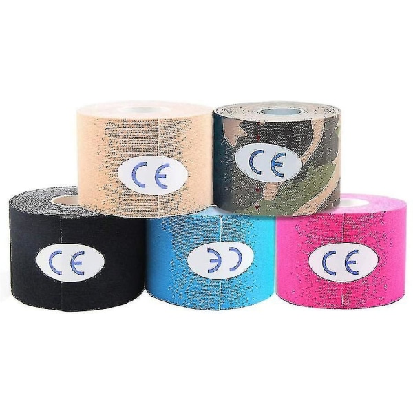 5 Pack Sports Kinesiology Tape, Elastisk Pustende Terapeutisk Sports Tape