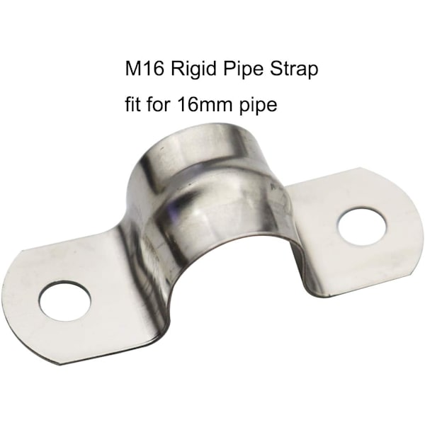 30 st U-formade remmar med två hål, M16, för styva rör, klämma i rostfritt stål 304, rörremsspännare, passar för rör med 16 mm (0,62 tum)