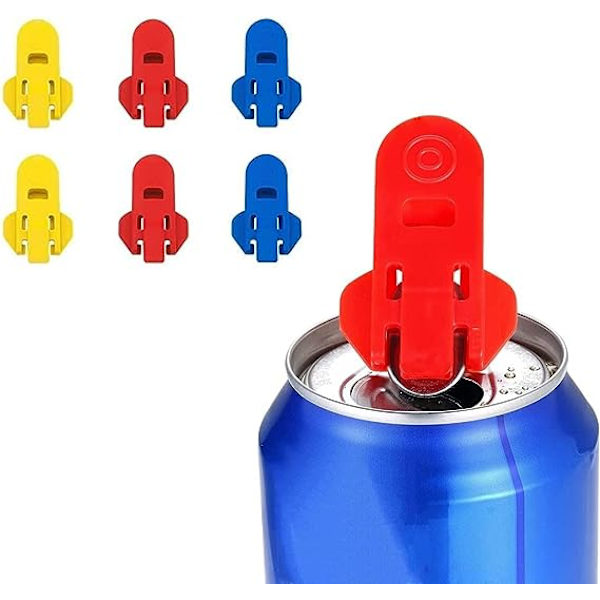 6 st manuella enkla burköppnare, färgad ölöppnare för dryckesburkar, premium plastskydd fliköppnare för pop, täck öl- eller läskburkar på picknick