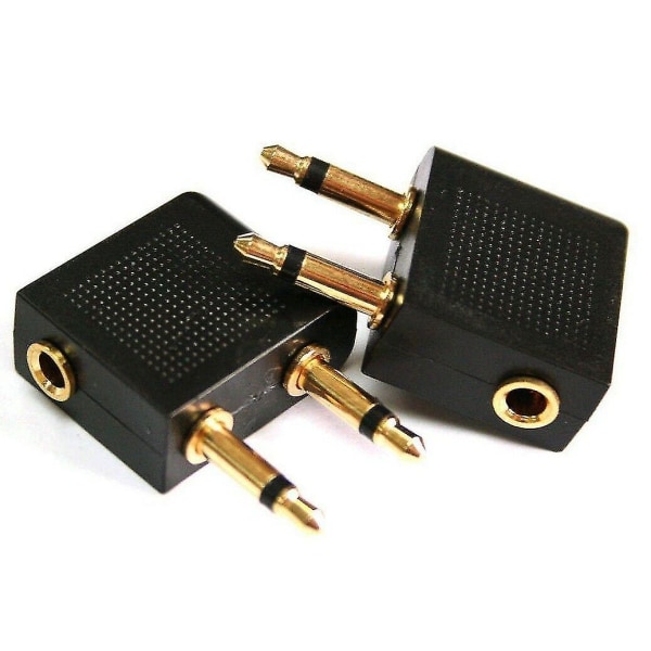 2 stk Flyadapter for hodetelefoner med 3,5 mm pluggkontakt