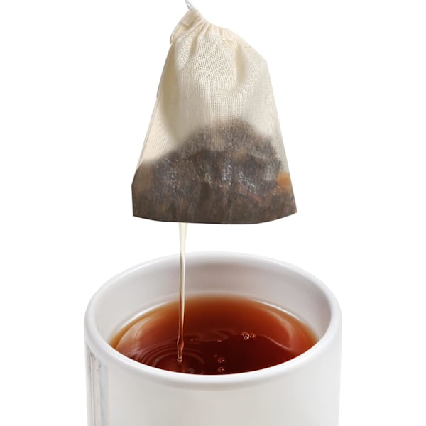Muslin-poser med snor, bomulls-muslin stoffposer, gjenbrukbare små nettposer, gjenbrukbare te- og krydderposer til matlaging, krydder, te, kaffe