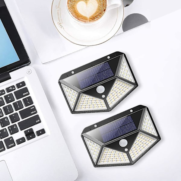 Solcellslampor utomhus [2-pack] 100 LED 2200mah Vattentät utomhusbelysning 270 solcellslampa