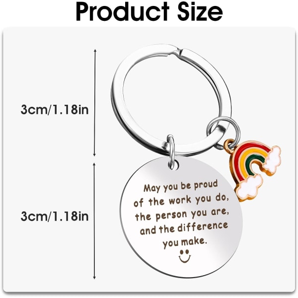 2 stycken kollega-avskedsgåvor, medarbetare, lärare, tackgåvor, pensionsgåva, nyckelring, uppskattningsgåvor för kvinnor/män, pensionerad nyckelring (regnbåge)