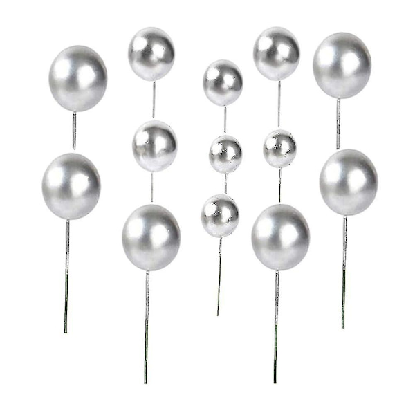 40 stk Mini Sølv Ball Cupcake Toppers Til Bursdagsfest Dekorasjon