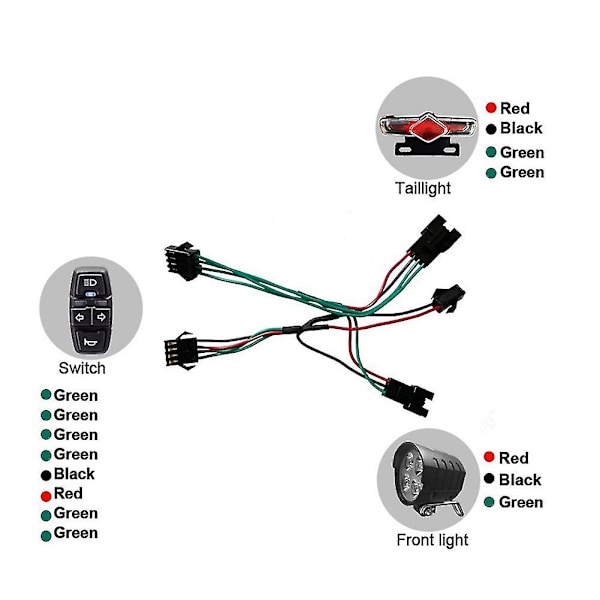 Cykel Forlygte og Elcykel Baglygte Sæt Input 36v 48v 52v 60v Med Dk336 Lyghorn Drejeskifte E-cykel Lygte