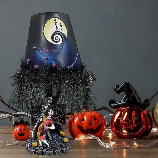 Mareridt Før Jul Bordlampe, Lys Op Led Månelys Bord Med Figur Tassel Harpiks Håndlavet Model Legetøj Skrivebords Dekoration