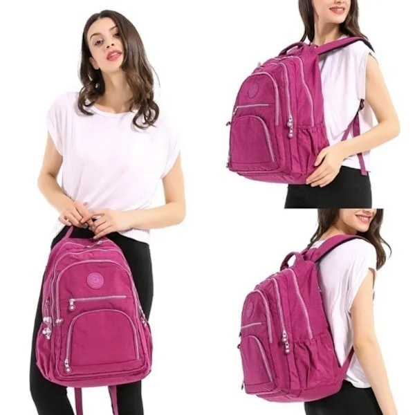 Klassisk tonårsryggsäck i nylon, casual reseryggsäck, skolväska för män och kvinnor, nytt mode Deep red