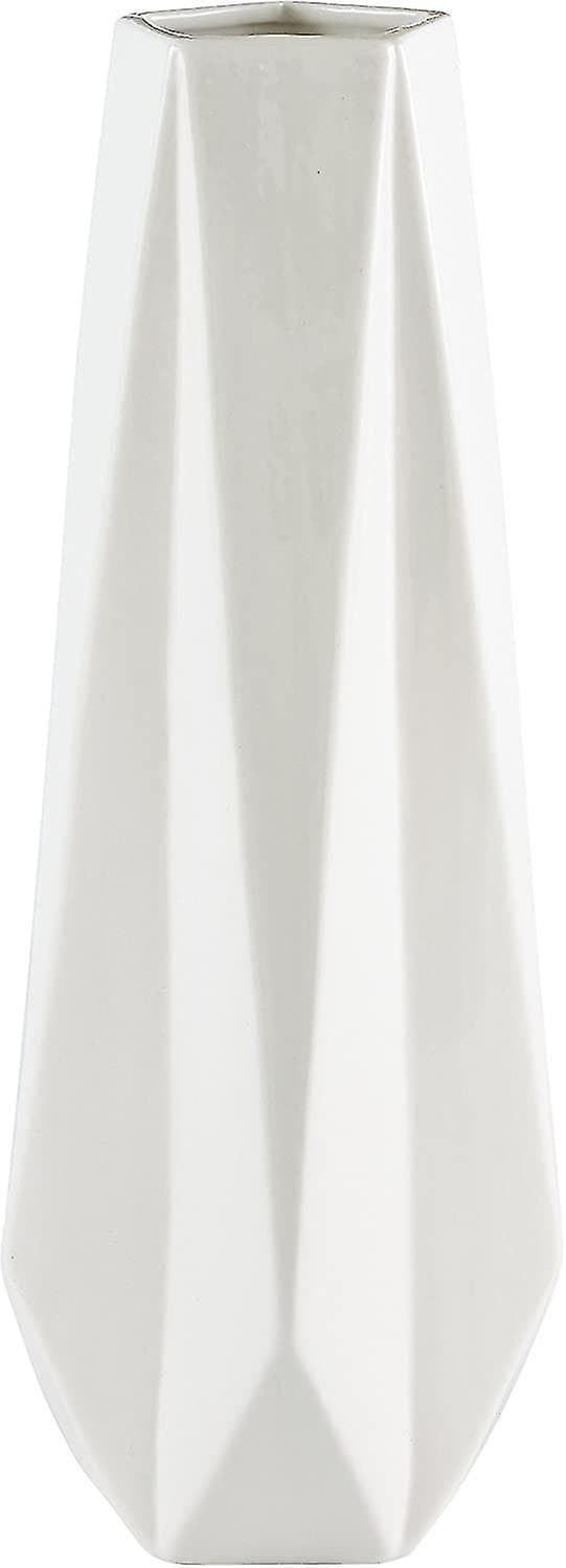 Rivet Modern Vaser i Stengods, 36,5 cm Hög, Vit