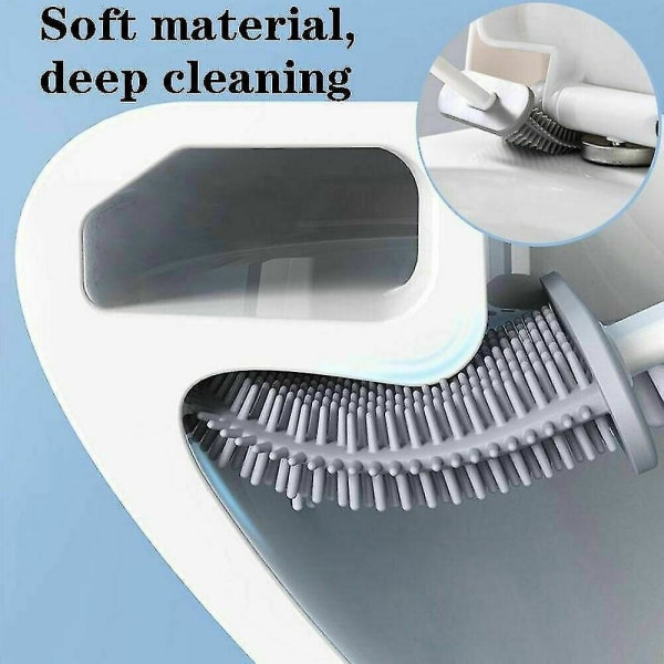 Silikon toalettbørstesett med børsteholder Veggmontert rengjøringsbørste