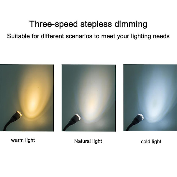 Väggmonterad Läslampa Sconce USB Laddningsport Touch Dimmer Switch LED Varmvit Ingång
