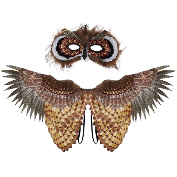 1 sæt Owl Wings Mask Dyr Ugle kostume Sæt Stage Performance Prop Børnelegetøj