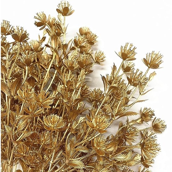 Konstgjord Gypsophila Växt - Guld 4-pack, Konstgjorda Gyllene Babysandväxter, Plast Babysandgräsbuskar Faux Buskar Inomhus Utomhus Planteringsfyllning