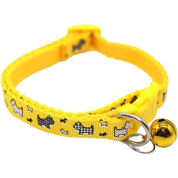 Justerbar nylonspennelukking Klokkehalsbånd Dekorativt halskjede for små hunder (gul)