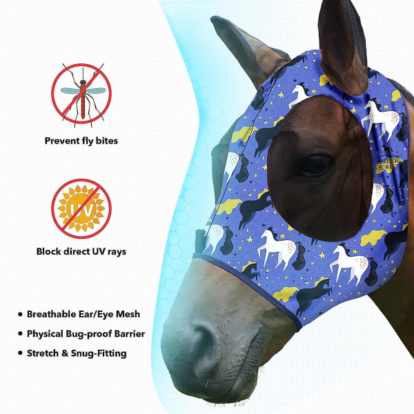Överlägsen komfort hästflugmask med mjukt MESH -skydd för häst-hästgalopp