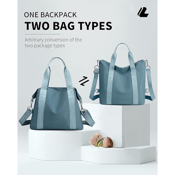 Dww-Damer Blå Håndveske, 13,4 Tommer A4 Vannresistent 2 i 1 Tote Bag og Skulderveske, Multifunksjonell Stor Kapasitet Tote Bag Dataveske for L