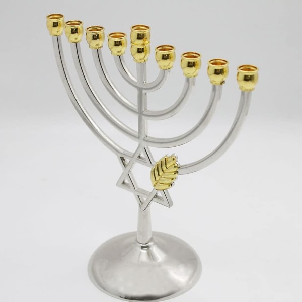 Tradisjonell klassisk Hanukkah Menorah 9 gren lysestake lysestaker Metallhåndverk til nyttårsfestival Hjemdekorasjon